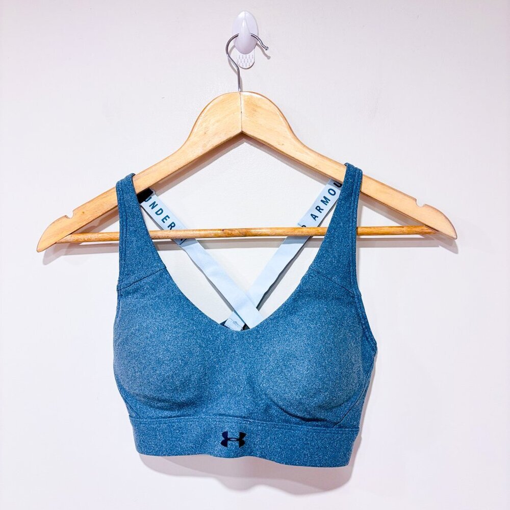 UNDER ARMOUR Blue padded sports‎ bra | Crossback active gym top | X-Small *